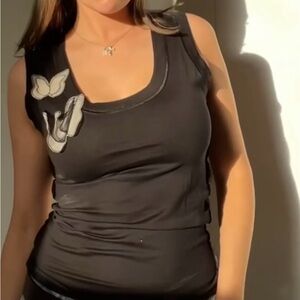 D&G butterfly appliqué tank